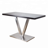 Base de table en acier inoxydable brossé en forme de V, sur mesure OEM, support de table à manger à double colonne inclinée pour restaurant et café