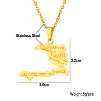 Haïti Caraïbes Mer Carte Nationale Drapeaux Étanche En Acier Inoxydable Bijoux De Mode Collier Pendentif En Gros pour Femmes Hommes