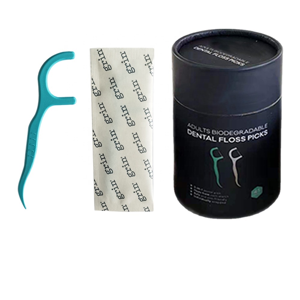 Экологически чистый биоразлагаемый крахмал из пла-кукурузы, олово из крафт-бумаги, коробка из крафт-бумаги, индивидуально упакованная зубная нить, чистящая зубная нить