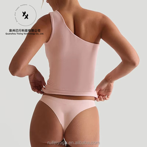 Vêtements de sport personnalisés OEM de haute qualité, 95% polyester, 5% élasthanne, haut de sport asymétrique pour yoga, débardeur de sport long pour femme - Product Image 2