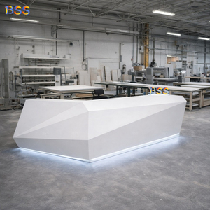 Ideas Modernas para Mostradores de Recepción de Oficina, Mostrador de Recepción de Corian Blanco de Alta Calidad Personalizado para Spa, Clínica, Salón Médico de Lujo - Product Image 3