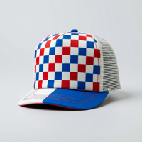 XIANKE Gorra Trucker Personalizada al por Mayor con Diseño de Tablero de Ajedrez, 5 Paneles, Malla Trasera, Cierre Ajustable, Estilo Retro de Gran Premio y Speedway