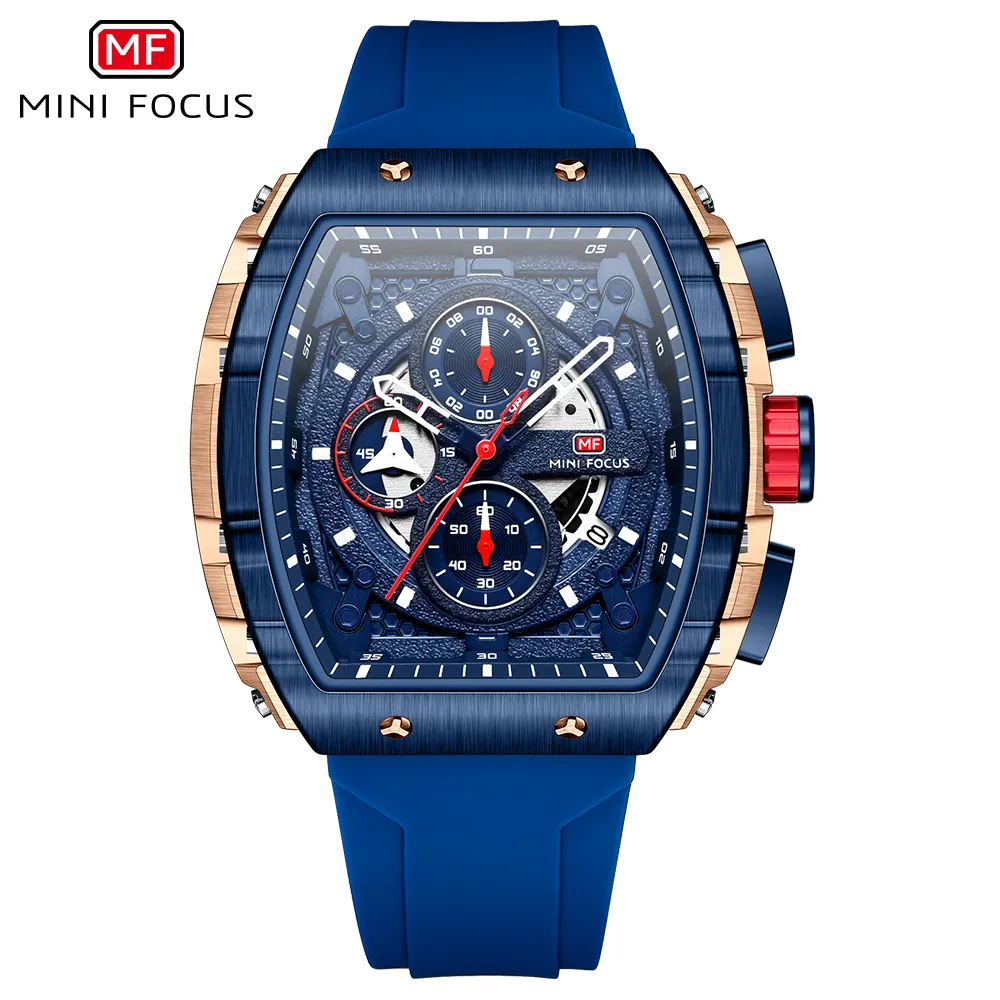 Orologio al quarzo con cronografo MINI FOCUS per orologio da polso sportivo con quadrante da uomo con cinturino in Silicone blu 0399