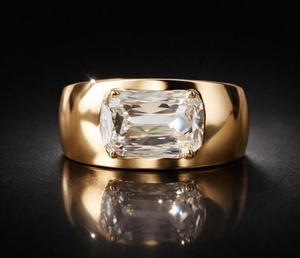 Anillo de Diamantes de Laboratorio Alargados de 3 Quilates, Corte East West |   Anillo de compromiso de lujo con banda de oro rosa audaz |   Despedida de Soltera de Inspiración Vintage - Product Image 6