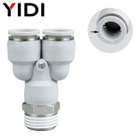 Raccord pneumatique en Y YIDI 1/8 1/4 3/8 1/2 à filetage mâle en laiton et plastique, à raccord rapide, haute pression 1,5 MPa, pour tuyau pneumatique PX