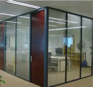 Office Tempered Glazed Aluminum Frame Glass Partition Wall Office Solid High Partition