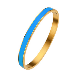 Pulsera de Acero Inoxidable con Epoxi para Mujer, Estilo Europeo y Americano, Dorada - Product Image 2