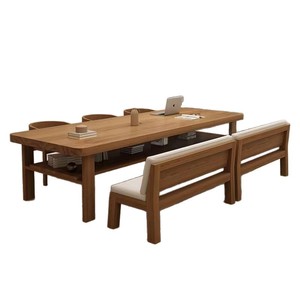 Solid Wood Long <b>Desk</b> Minimalist Modern Design Nordic Style Home Office Multi Person Study <b>Workstation</b> - Product Image 5