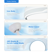 Ventilateur de plafond invisible minimaliste moderne avec lampe, moteur silencieux DC de 42 pouces, design rond, 3000K-6000K, à intensité variable