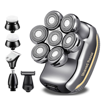 Rasoir 7D étanche IPX6, tondeuse 6-en-1, tondeuse corporelle, brosse nasale, masseur, écran LED, kit compact USB, vente en gros