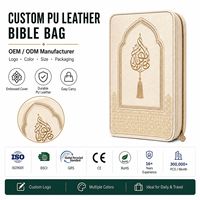 Étui de Bible en cuir PU gaufré personnalisé, réutilisable, élégant, avec fermeture éclair, durable, pour livre religieux