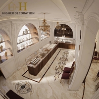 Comptoir de Présentation de Bijoux de Luxe Rétro Européen Sculpté pour Showroom et Magasin de Bijouterie