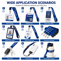 Cordon personnalisé en polyester tissé avec boucle de sécurité, support de téléphone et porte-clés pour salons professionnels et cadeaux promotionnels