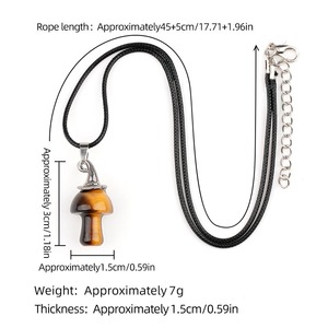 หมวกแม่มดมหัศจรรย์ฮาโลวีนธรรมชาติหินตาเสืออเมทิสต์หินอเมทิสต์หยกจี้หินเห็ดสร้อยคอเชือกหนังสีดำ - Product Image 2