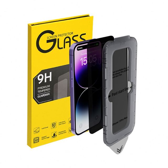 Full Coverage Tempered Glass for Iphone 15 Dust-Removal Privacy Easy App Screen Protector for Iphone 16 15 14 13 12 Pro Max