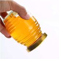 Ensemble de mini pots à miel en verre, pot à miel rond en verre avec couvercle doré, pot en verre hermétique - 70 ml