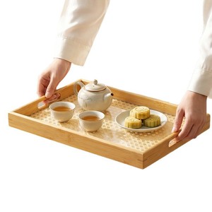 Bandeja Rectangular de Bambú con Patrón Geométrico para Uso Comercial en Restaurantes - Product Image 5