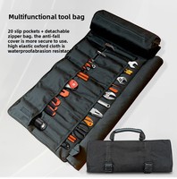 Sac à outils enroulable personnalisé en tissu Oxford robuste et imperméable avec fermeture éclair, multi-poches, portable, pour électricien, mécanicien, artisan