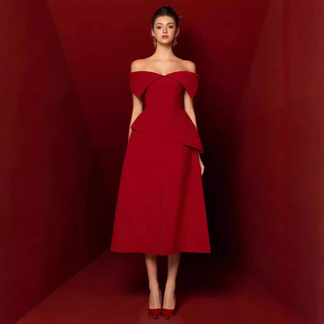 Shop Our Elegant Wine Red Party Dress - Anti-Static & Sexy