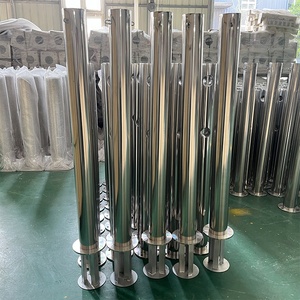 Poteau de borneurage fixe en acier inoxydable pour parking urbain, barrière à chaîne en acier pour la limitation de circulation des piétons - Product Image 5