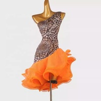 Nouvelle robe de danse latine imprimée, costume de compétition professionnel, robe de scène à épaules dénudées, jupe de danse Samba en soie/coton