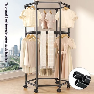 Séchoir à linge hexagonal moderne et minimaliste sur pied, rotatif et mobile, pour balcon, avec système coulissant - Product Image 2
