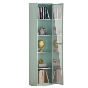 Étagère en acier Bibliothèques avec porte en verre Balcon Casiers Armoires en métal Maison Armoire de rangement pour salon Vitrine - Product Image 1