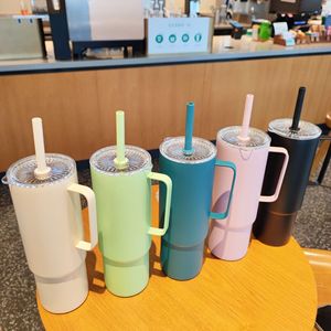Stainless Steel Straw Cup 32oz Insulated Portable <b>Mug</b> <b>Large</b> Capacity Coffee Travel Tumbler - Product Image 1