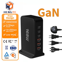 Adaptateurs d'alimentation multifonctions USB Type C 6 en 1 168W 200W PD 100W 30W 20W QC18W Charge rapide Ordinateur portable Téléphone portable Chargeurs GaN