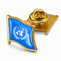 Épinglette personnalisée drapeau des Nations Unies plaqué or, badge en émail bombé, drapeaux du monde entier, objet de collection artistique, OEM ODM