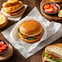 Papier alimentaire anti-graisse sans PFAS, personnalisé pour emballer les sandwichs, les hamburgers, les poulets frits, papier d'emballage alimentaire