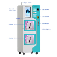 Machine de nettoyage de casques à monnayeur pour investissement commercial avec écran publicitaire