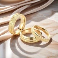 Europäische und amerikanische einfache Mode vergoldete Edelstahlringe Matte Gold Paar Fingerring Großhandel