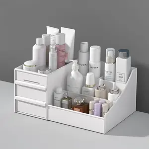 Bester Preis Kunststoff-Makeup-Organisator mit Schublade Kosmetik-Speicherbehälter Schmuck-Vorführbox multifunktional 3 Schichten für Desktop