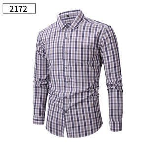 <span class=keywords><strong>Camicie</strong></span> Eleganti da Uomo Plus Size, Nuove, Traspiranti, a Maniche Lunghe, Fantasia Scozzese, Non Necessita di Stiratura, Business Casual, Vestibilità <span class=keywords><strong>Slim</strong></span>, per l'Autunno - Product Image 2