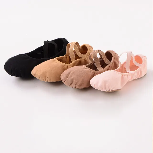 Stretchable Soft Cotton Canvas Non-slip Folding Elastic Material Ballet Shoes For Girls Dance Training Shoes