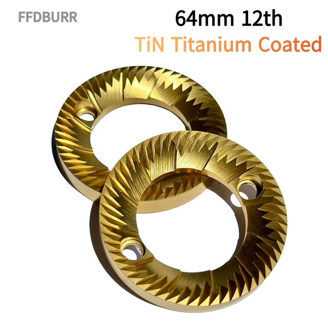64mm 12th Titanium Burr Plating Multi Purpose Coffee Grinder Replacement Flat Burr Part for Mazzer Super Jolly Espresso Machines