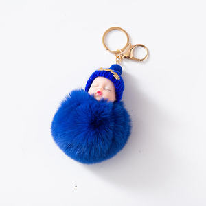 Porte-clés Poupée Bébé Endormi Colorée, Peluche Kawaii Moelleuse, Pompon, pour Femme, Breloque de Sac, Pendentif - Product Image 6