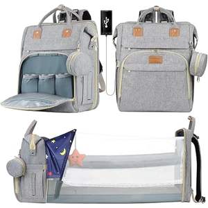 Muestra Gratuita de Bolso de Pañales de Piel Vegana PU Personalizado, Moderno, para Mamá y Bebé, Mochila Cambiador de Pañales con Múltiples Bolsillos - Product Image 1