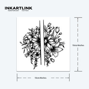 INKARTLINK Autocollant de tatouage semi-permanent floral <span class=keywords><strong>géométrique</strong></span>, motif bouquet de fleurs séparées, à base de plantes, tenue 15 jours, pour bras et épaule, vente en gros - Product Image 4