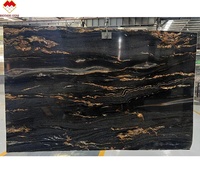 Design moderne naturel noir véritable avec dalle de granit titane à matrice dorée or magma pour meubles de villa d'intérieur
