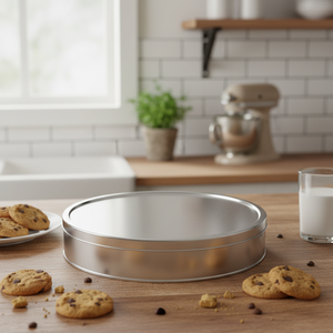Kontensan Round Tin Cookie <b>Container</b> L504 Model 250xH60mm 3lt Slip Lid - Product Image 3
