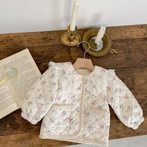 Abrigo Ins de invierno de manga larga grueso de felpa Floral para niña con solapa de encaje Chaqueta de algodón para Bebé Ropa de niña abrigo - Product Image 5