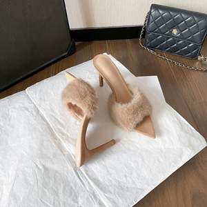 Nouvelles pantoufles à talons hauts à bout pointu et talon fin, sandales en fourrure léopard pour femmes, mode 2026 - Product Image 3