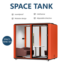 Cabine de bureau insonorisée moderne M3 modulaire mobile avec roulettes en aluminium, porte vitrée, éclairage LED et panneau acoustique pour entrepôt/salon