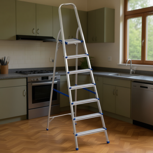 Scala in alluminio a 7 gradini, altezza 159 cm, per uso domestico - Product Image 3