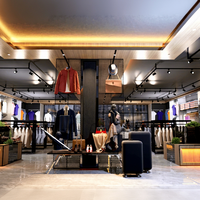 Soporte de ropa deportiva con tecnología personalizada, estante de exhibición, tienda de ropa al por menor, estante Led, tienda deportiva moderna, decoración de interiores