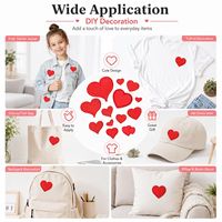 Lot d'appliques brodées en forme de cœur rouge, tailles variées, mignonnes, pour la Saint-Valentin, à coudre ou thermocollantes