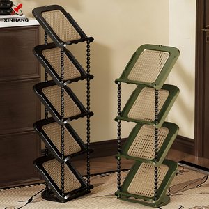 Scarpiera <span class=keywords><strong>Salvaspazio</strong></span> Multifunzione Xinhang, Grande Espositore per <span class=keywords><strong>Scarpe</strong></span>, Scaffale Multilivello in Stile Antico in Rattan - Product Image 1