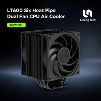 Pendingin CPU Single Tower 6 Heat Pipe dengan Kipas Ganda 120mm, Pendingin Udara Performa Tinggi 250W untuk PC Gaming, Pemasangan di Casing PC, Pencahayaan Senyap